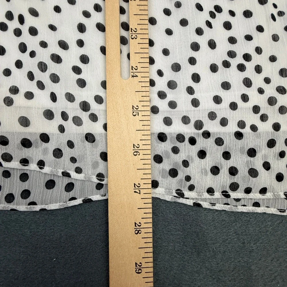 Anthropologie Autres Filles Blouse Women 1X White Polka Dot Tie Neck Romantic